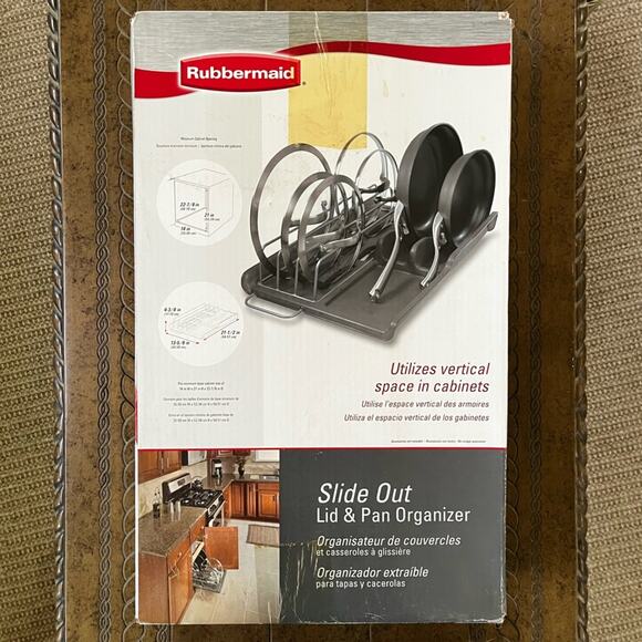 NEW Rubbermaid Slide Out Lid + Pan Organization Kitchen Cabinet Storage BNIB - Picture 1 of 16